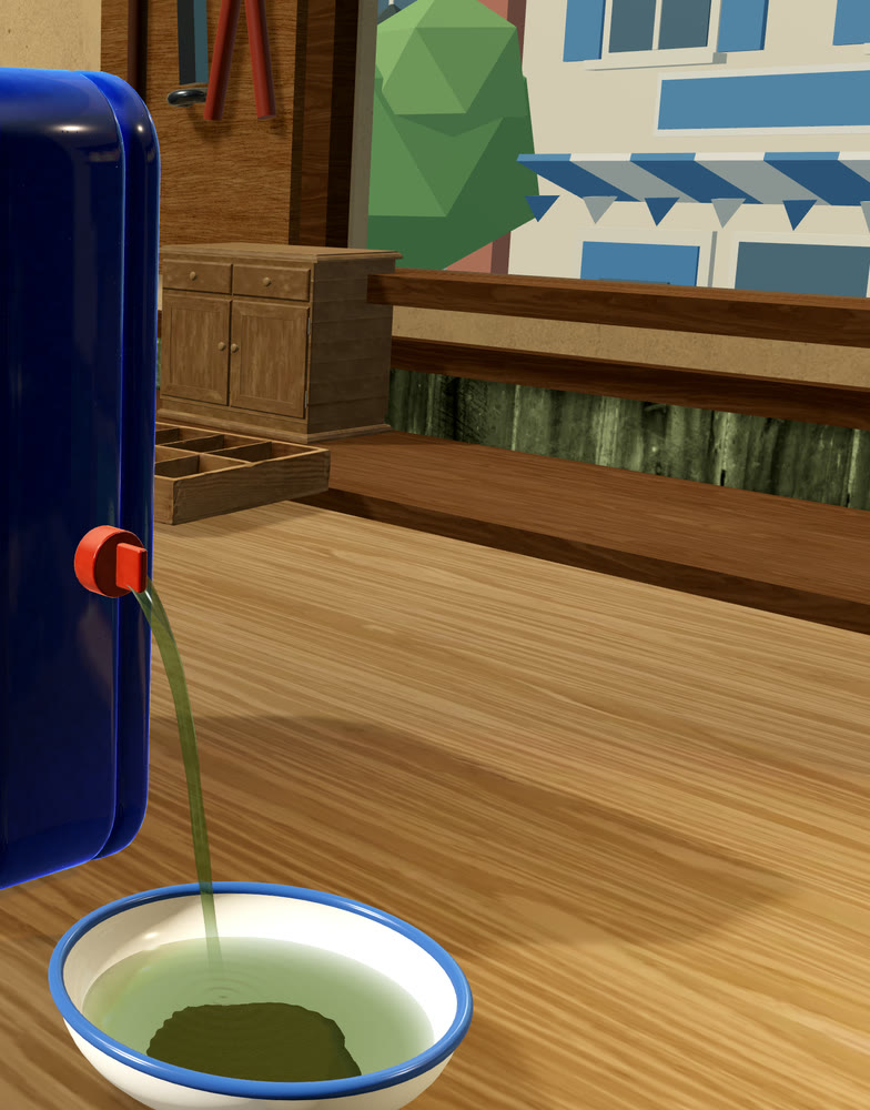 Green water draining out of the Splash Hoops tank